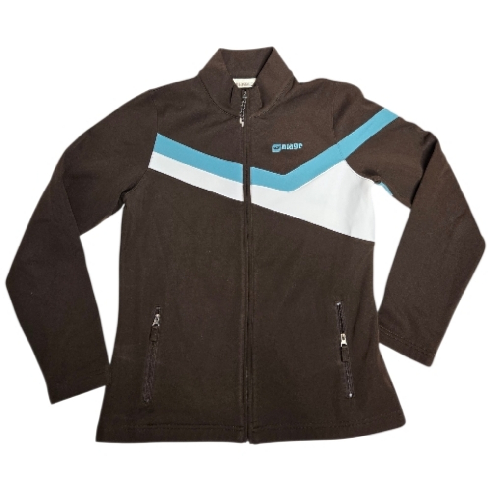 Y2K Vintage brown zip up athleisure sporty track jacket L